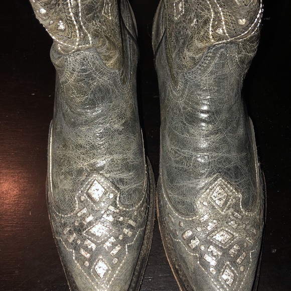 Vintage Grey glitter cowboy boots size 8 1/2 - Picture 3 of 4
